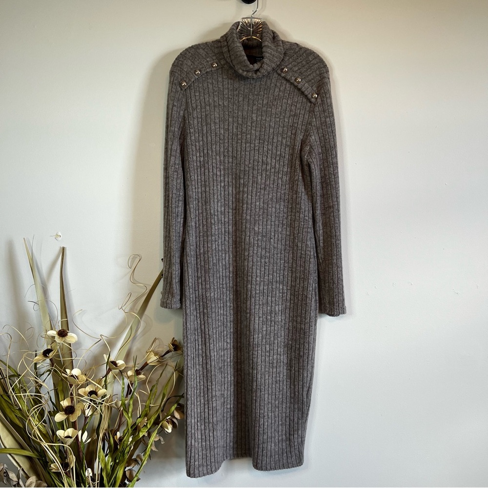 SHEIN Gray Long Sleeve Sweater Dress